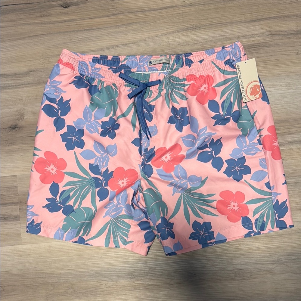 Southern Proper Pink Floral Swim Shorts